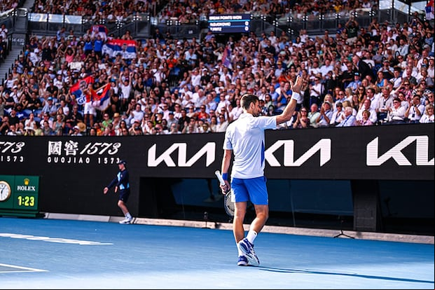 Paris, . 23rd Jan, 2024. Novak Djokovic of Serbia during the Australian Open 2024 Grand Slam tennis tournament on January 23, 2024 at Melbourne Park in Melbourne, Australia. Credit: Victor Joly/Alamy Live News - Image ID: 2WEAP20